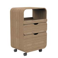 Guéridon bois naturel -  2 tiroirs + 2 étagères